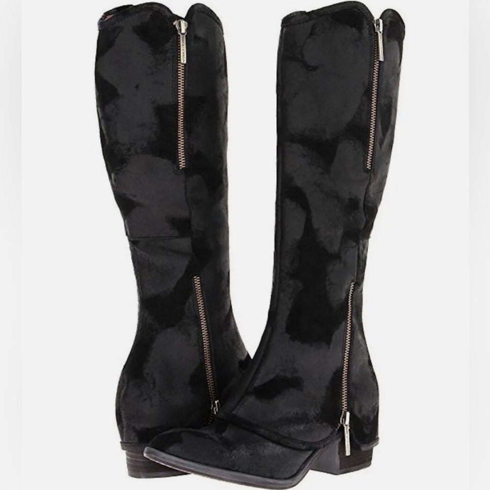 Donald J Pliner Devi Knee High Reverse Calf Tri-Zip Vintage Suede textured Boots